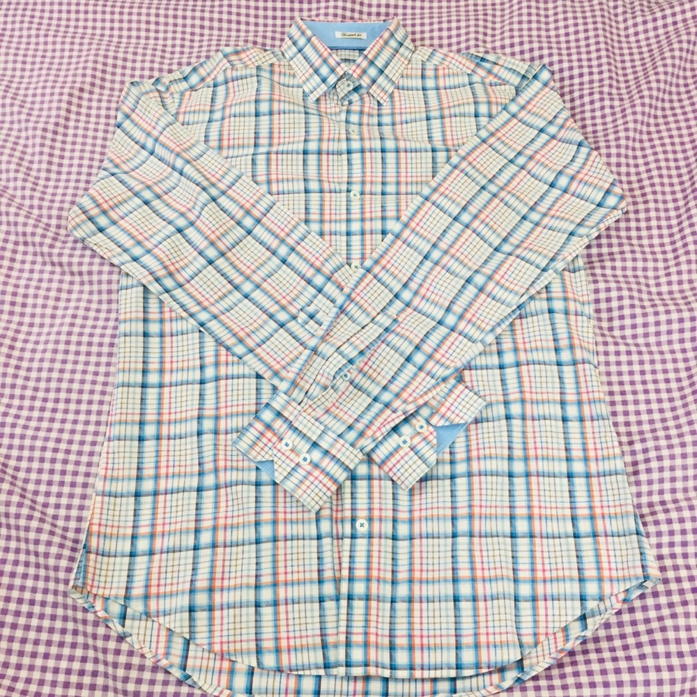 Bugatchi Plaid Dress Shirt - M